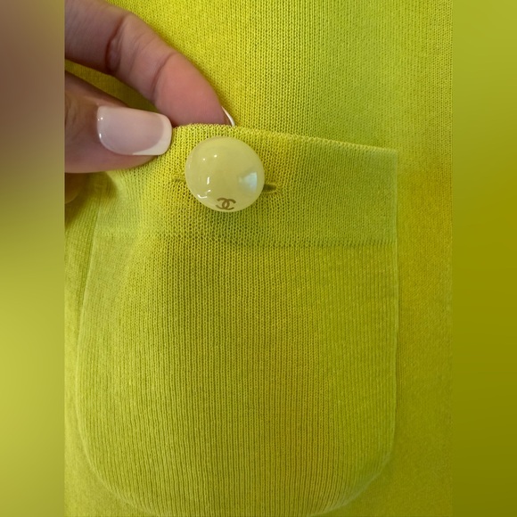 CHANEL Lime Green/Yellow Dress- Buttons - Picture 3 of 7